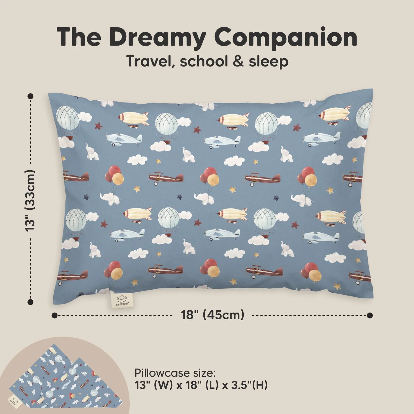 Toddler Pillow with Pillowcase (Up & Away)
