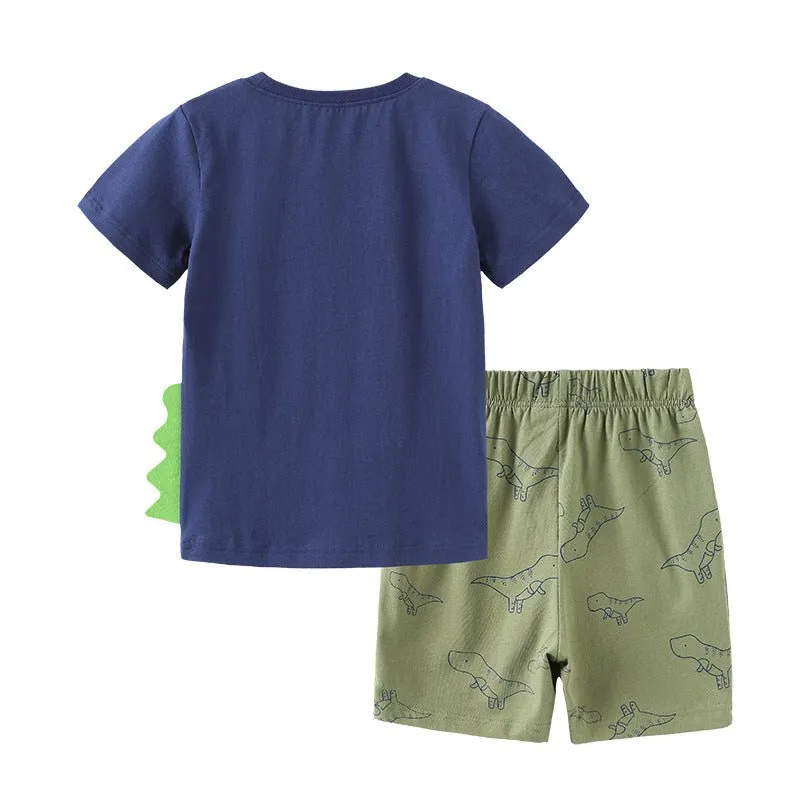 Toddler/Kid Boy's 3D Dinosaur Design Tee with Shorts Set
