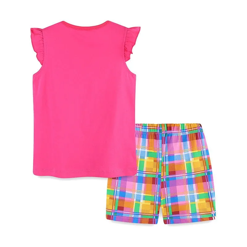 Toddler/Kid Girl's Camera Print Design Top with Shorts Set