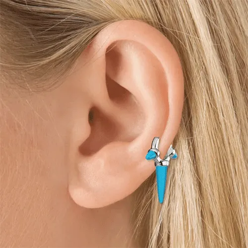 Triple Long Turquoise Spike Hoop Earring by Maria Tash in White Gold