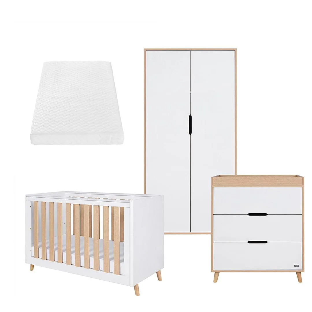 Tutti Bambini Fika Mini 3 Piece Room Set - White/Light Oak