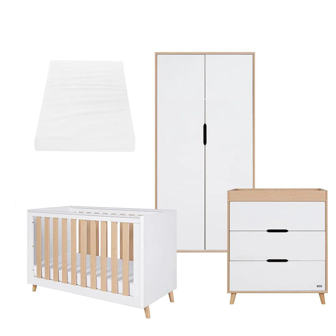 Tutti Bambini Fika Mini 3 Piece Room Set - White/Light Oak