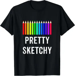 Unisex Adults & Kids Art Themed T-Shirt - Black, Small, Modern, Casual, Short Sleeve, Sketch