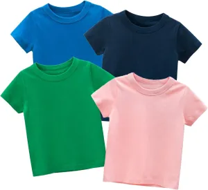 Unisex Summer Kids Baby Short Sleeve Crewneck T-Shirts Top Toddler Boys' Value Pack Organic Cotton Tee