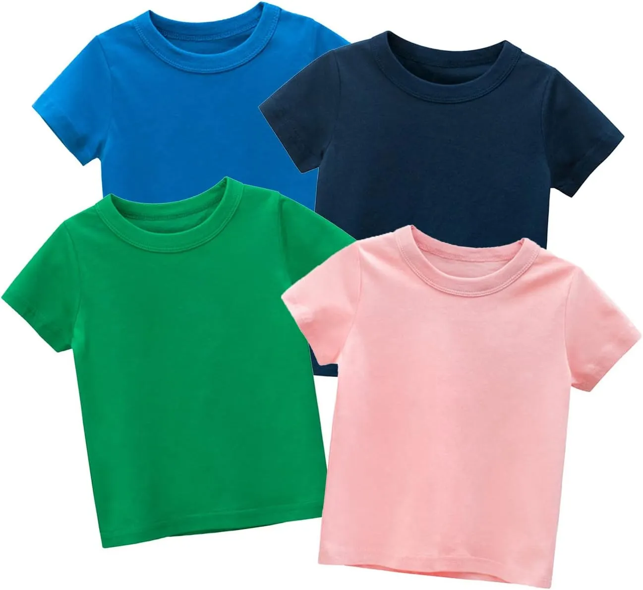 Unisex Summer Kids Baby Short Sleeve Crewneck T-Shirts Top Toddler Boys' Value Pack Organic Cotton Tee