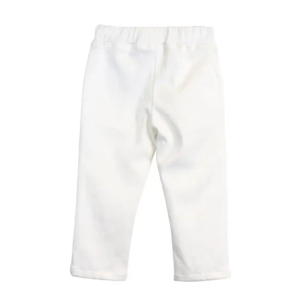 White Embellished Stretch Twill Pants