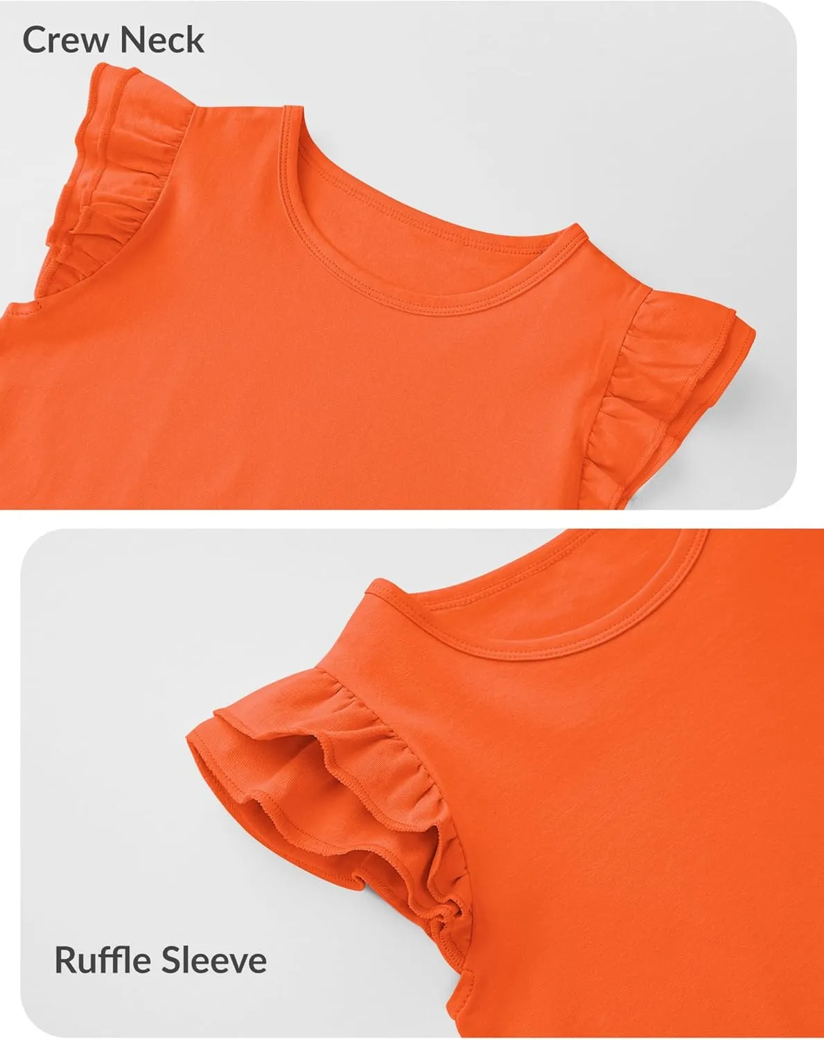 Witwot Toddler Girls Shirts Baby Girl Ruffle Sleeves Blouse T-Shirts Basic Cotton Tee Top Cute Clothes Size 2T-7Y
