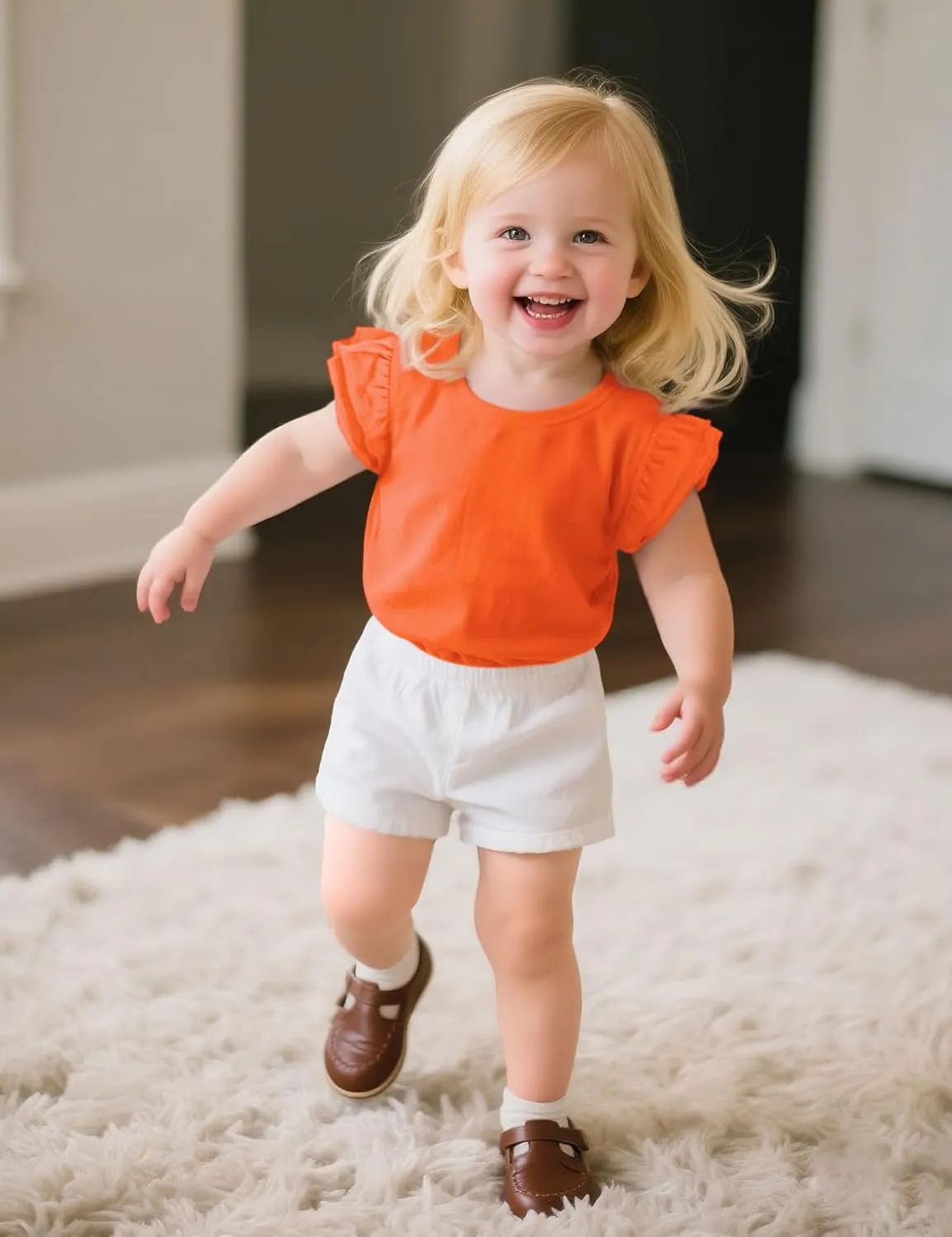 Witwot Toddler Girls Shirts Baby Girl Ruffle Sleeves Blouse T-Shirts Basic Cotton Tee Top Cute Clothes Size 2T-7Y