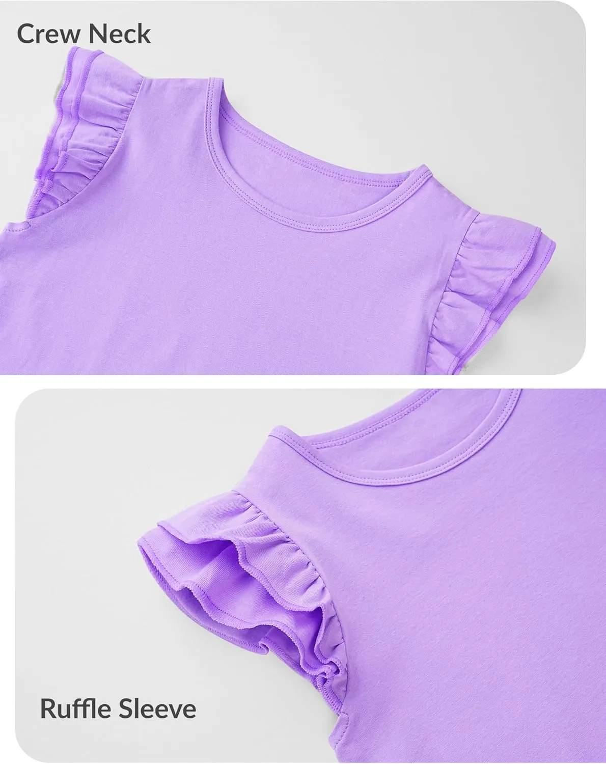 Witwot Toddler Girls Shirts Baby Girl Ruffle Sleeves Blouse T-Shirts Basic Cotton Tee Top Cute Clothes Size 2T-7Y