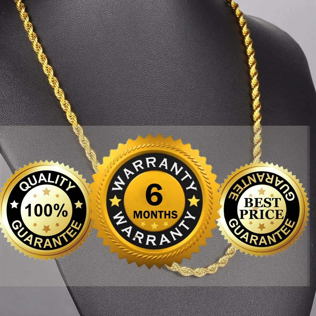 Yellow Chimes Chain for Men and Boys Golden Twisted Rope Neck Chain for Men | Stainless Steel Chains for Men | Birthday Gift for Men and Boys Anniversary Gift for Husband